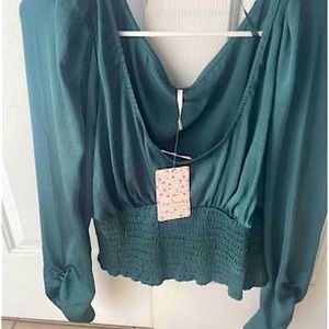 Free People Brand New with tags long sleeve satin crop top